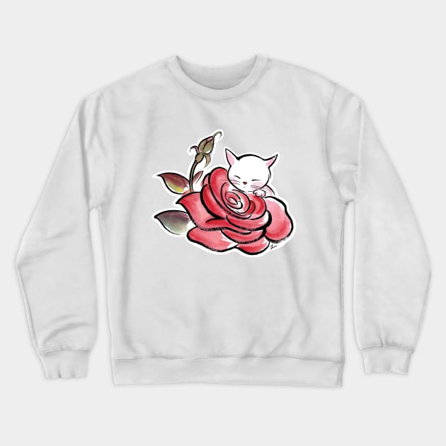 Rose cat Crewneck Sweatshirt by juliewu